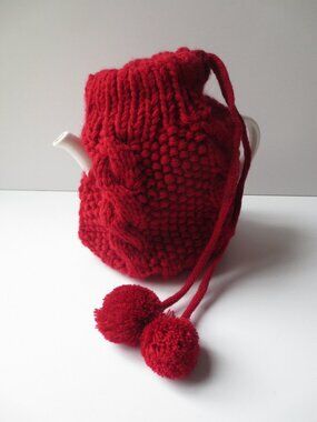 Red Knit Teapot Cozy